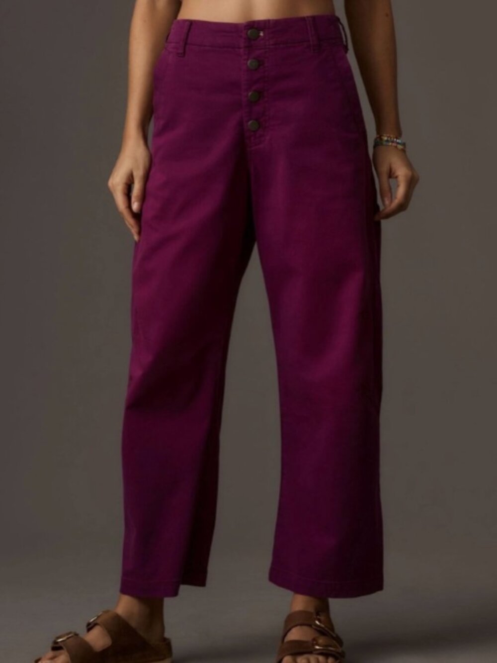 Pilcro Barrel Pant, button front, buckle back, purple, size 29 - Picture 8 of 9